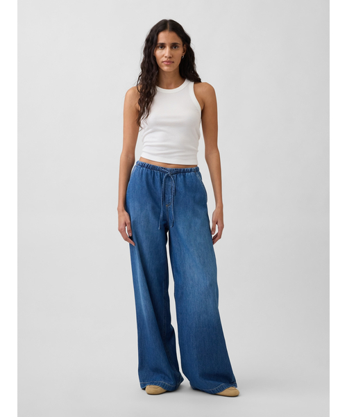 GAP(ギャップ)の「ミッドライズ ウルトラソフト イージーウエスト バギーデニム(デニムパンツ・レディース・インディゴブルー・L/M/S/XS/XXS)」の2枚目の写真