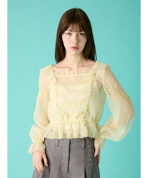 FURFUR（ファーファー）の「レースフリルブラウス（シャツ/ブラウス・レディース・オフホワイト/ブラック/イエロー・F）」の10枚目の写真