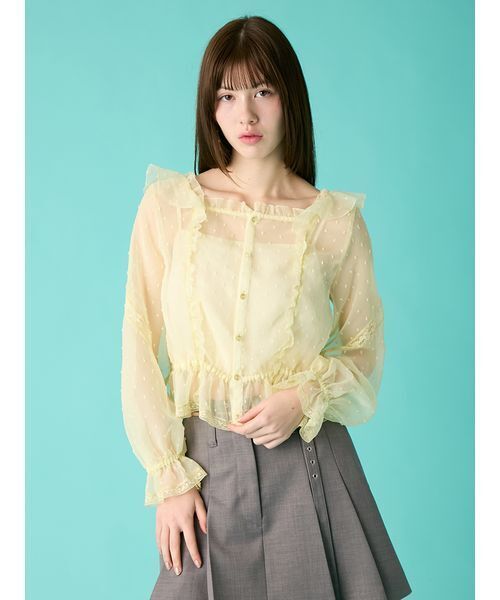 FURFUR（ファーファー）の「レースフリルブラウス（シャツ/ブラウス・レディース・オフホワイト/ブラック/イエロー・F）」の14枚目の写真