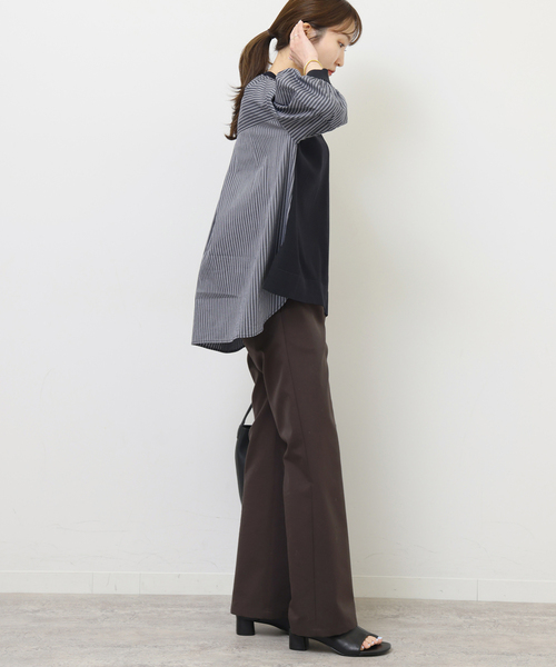 Torrazzo Donna（トラッゾドンナ）の「［26SS新作］【TORRAZZO DONNA/トラッゾドンナ】ドッキングプルオーバー（シャツ/ブラウス・レディース・ブラック/ネイビー・FREE）」の5枚目の写真