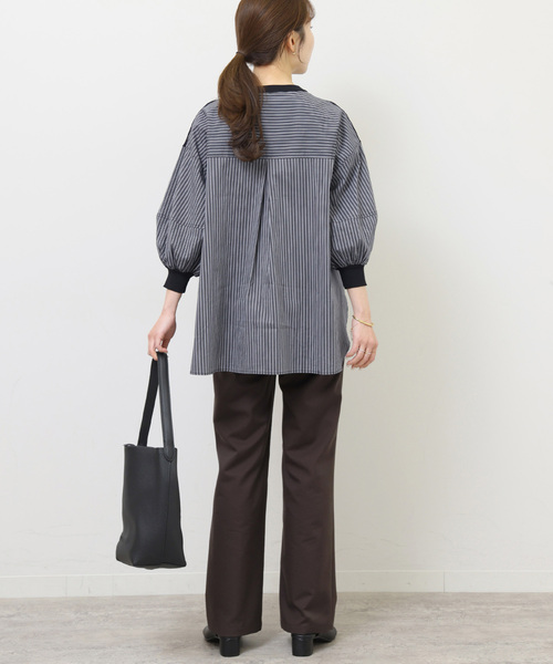 Torrazzo Donna（トラッゾドンナ）の「［26SS新作］【TORRAZZO DONNA/トラッゾドンナ】ドッキングプルオーバー（シャツ/ブラウス・レディース・ブラック/ネイビー・FREE）」の6枚目の写真