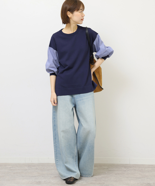 Torrazzo Donna（トラッゾドンナ）の「［26SS新作］【TORRAZZO DONNA/トラッゾドンナ】ドッキングプルオーバー（シャツ/ブラウス・レディース・ブラック/ネイビー・FREE）」の13枚目の写真