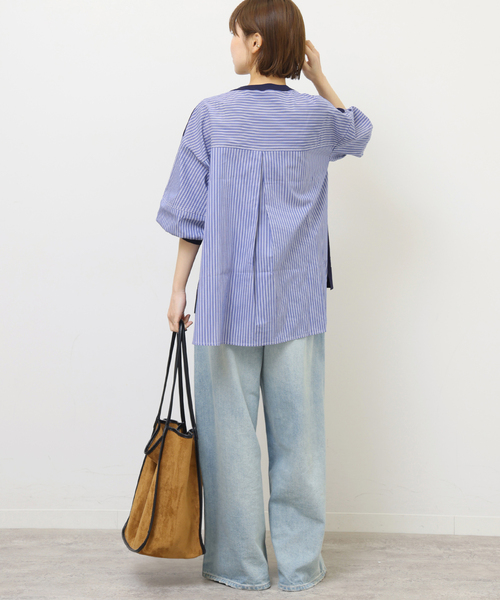 Torrazzo Donna（トラッゾドンナ）の「［26SS新作］【TORRAZZO DONNA/トラッゾドンナ】ドッキングプルオーバー（シャツ/ブラウス・レディース・ブラック/ネイビー・FREE）」の15枚目の写真