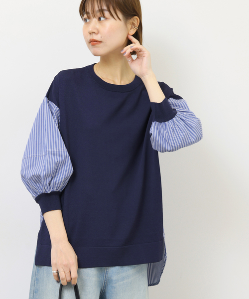 Torrazzo Donna（トラッゾドンナ）の「［26SS新作］【TORRAZZO DONNA/トラッゾドンナ】ドッキングプルオーバー（シャツ/ブラウス・レディース・ブラック/ネイビー・FREE）」の17枚目の写真