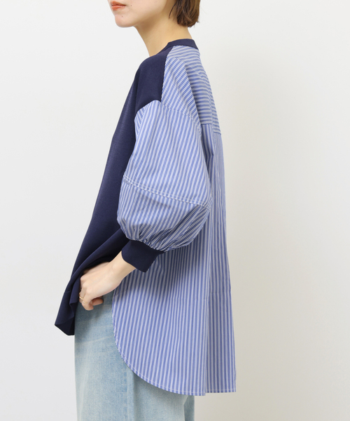 Torrazzo Donna（トラッゾドンナ）の「［26SS新作］【TORRAZZO DONNA/トラッゾドンナ】ドッキングプルオーバー（シャツ/ブラウス・レディース・ブラック/ネイビー・FREE）」の19枚目の写真