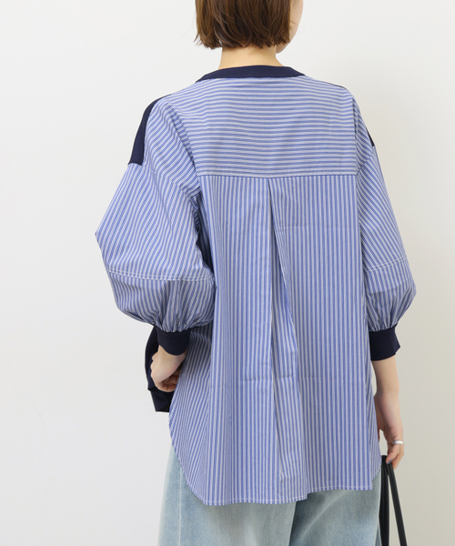 Torrazzo Donna（トラッゾドンナ）の「［26SS新作］【TORRAZZO DONNA/トラッゾドンナ】ドッキングプルオーバー（シャツ/ブラウス・レディース・ブラック/ネイビー・FREE）」の20枚目の写真