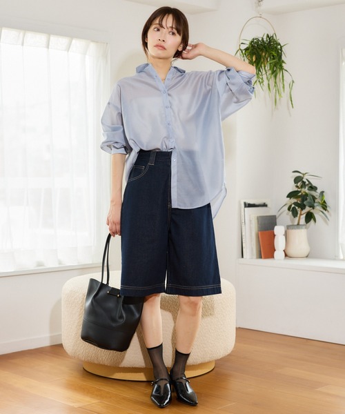 mysty woman（ミスティウーマン）の「デニムハーフパンツ　659090（デニムパンツ・レディース・ブルー/インディゴブルー・SMALL/MEDIUM）」の3枚目の写真