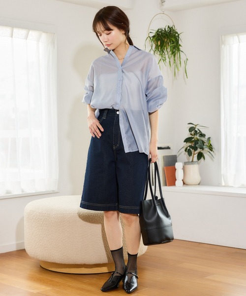mysty woman（ミスティウーマン）の「デニムハーフパンツ　659090（デニムパンツ・レディース・ブルー/インディゴブルー・SMALL/MEDIUM）」の4枚目の写真