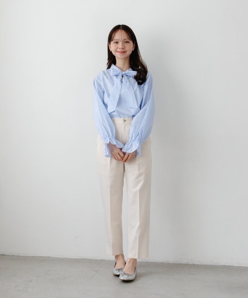 flower（フラワー）の「エニーリボンブラウス（シャツ/ブラウス・レディース・ブルー/ホワイト・FREE）」の4枚目の写真