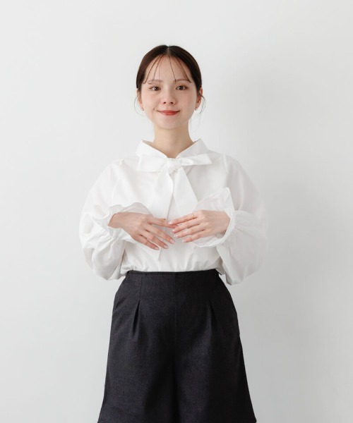 flower（フラワー）の「エニーリボンブラウス（シャツ/ブラウス・レディース・ブルー/ホワイト・FREE）」の7枚目の写真