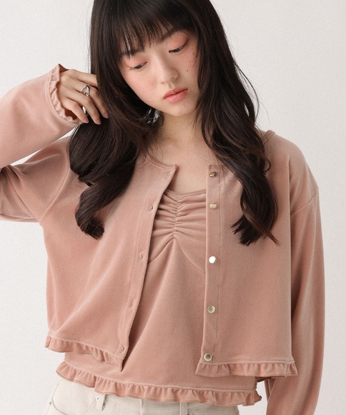 Heather（ヘザー）の「ベロアフリルカット2P　645185（Tシャツ/カットソー・レディース・ピンク/ブラック/アイボリー・FREE）」の3枚目の写真