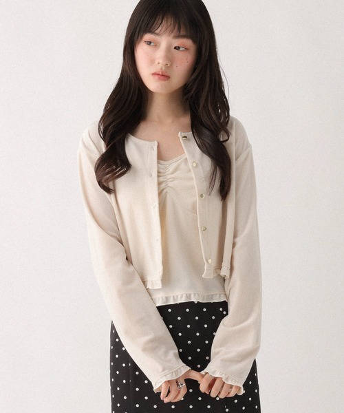 Heather（ヘザー）の「ベロアフリルカット2P　645185（Tシャツ/カットソー・レディース・ピンク/ブラック/アイボリー・FREE）」の2枚目の写真