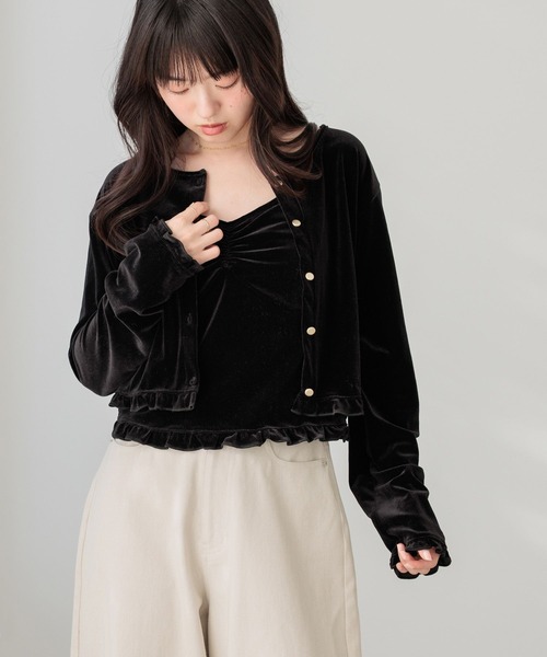 Heather（ヘザー）の「ベロアフリルカット2P　645185（Tシャツ/カットソー・レディース・ピンク/ブラック/アイボリー・FREE）」の4枚目の写真