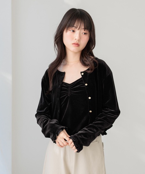 Heather（ヘザー）の「ベロアフリルカット2P　645185（Tシャツ/カットソー・レディース・ピンク/ブラック/アイボリー・FREE）」の6枚目の写真