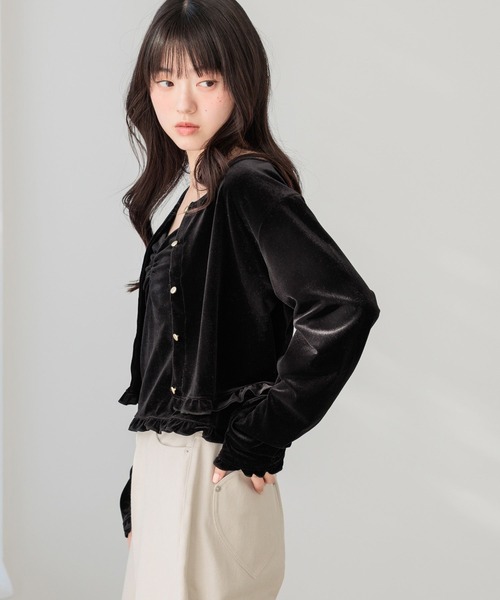 Heather（ヘザー）の「ベロアフリルカット2P　645185（Tシャツ/カットソー・レディース・ピンク/ブラック/アイボリー・FREE）」の7枚目の写真