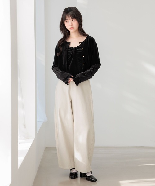 Heather（ヘザー）の「ベロアフリルカット2P　645185（Tシャツ/カットソー・レディース・ピンク/ブラック/アイボリー・FREE）」の8枚目の写真