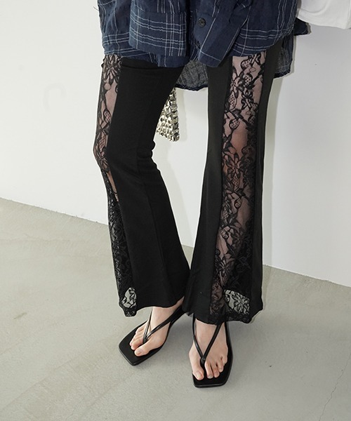 chuclla(チュクラ)の「レースパネル フレアパンツ chw26s085(その他パンツ・レディース・ブラック・S/M/L)」の7枚目の写真