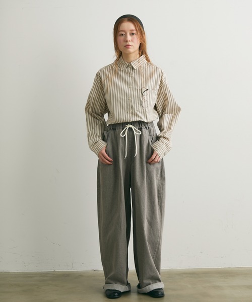 Crisp（クリスプ）の「マルチストライプオーバーシャツ（シャツ/ブラウス・レディース・ブルー/ブラウン・FREE）」の20枚目の写真