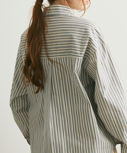 Crisp（クリスプ）の「マルチストライプオーバーシャツ（シャツ/ブラウス・レディース・ブルー/ブラウン・FREE）」の13枚目の写真