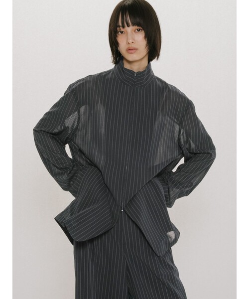 MIDIUMISOLID(ミディウミソリッド)の「MIDIUMISOLID for Ladies シースルージップジャケット(ダウンジャケット/コート・レディース・グレー/ブラック/ネイビー・FREE)」の8枚目の写真