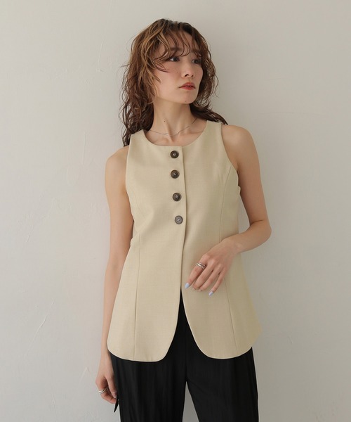 CLEIO(クレイオ)の「【CLEIO】アメリカンスリーブミニマルベスト AMERICAN SLEEVE MINIMAL VEST(ベスト・レディース・アイボリー/ライトベージュ/ピンク・FREE)」の4枚目の写真