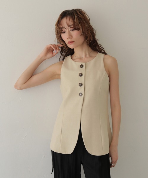 CLEIO(クレイオ)の「【CLEIO】アメリカンスリーブミニマルベスト AMERICAN SLEEVE MINIMAL VEST(ベスト・レディース・アイボリー/ライトベージュ/ピンク・FREE)」の6枚目の写真
