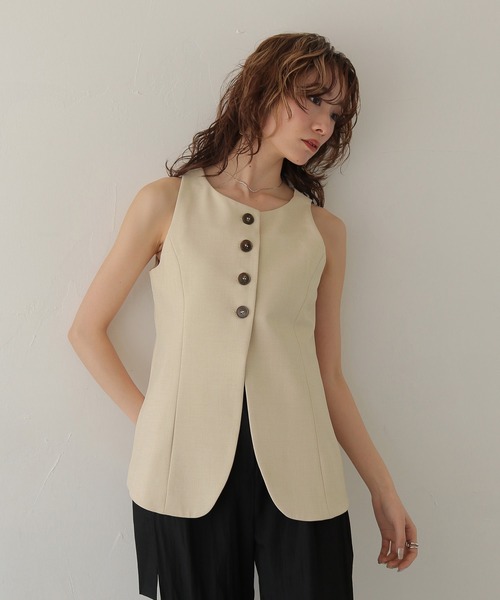 CLEIO(クレイオ)の「【CLEIO】アメリカンスリーブミニマルベスト AMERICAN SLEEVE MINIMAL VEST(ベスト・レディース・アイボリー/ライトベージュ/ピンク・FREE)」の5枚目の写真