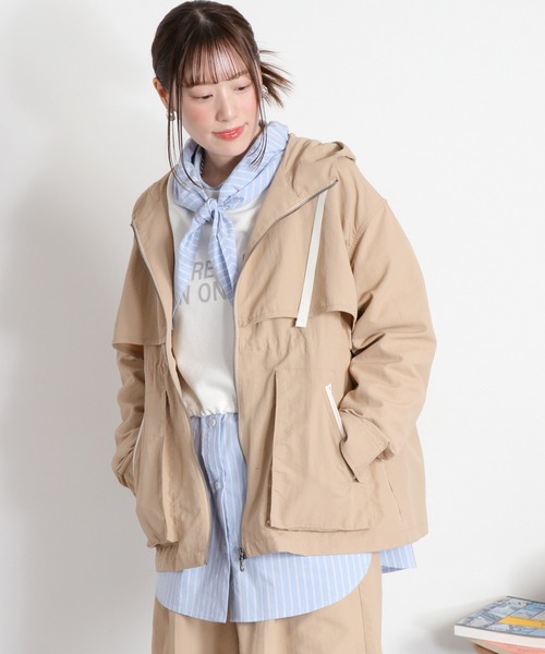 cepo（セポ）の「〈セットアップ対応〉撥水・UV・ウォッシャブル 2wayグログランハーフドロストジャケット（ブルゾン・レディース・ベージュ/ブラック/グレー・M）」の3枚目の写真