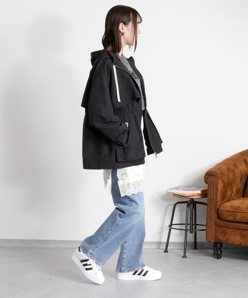 cepo（セポ）の「〈セットアップ対応〉撥水・UV・ウォッシャブル 2wayグログランハーフドロストジャケット（ブルゾン・レディース・ベージュ/ブラック/グレー・M）」の19枚目の写真