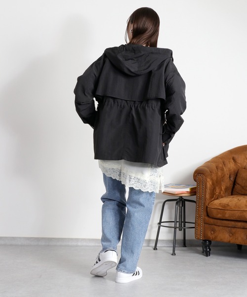 cepo（セポ）の「〈セットアップ対応〉撥水・UV・ウォッシャブル 2wayグログランハーフドロストジャケット（ブルゾン・レディース・ベージュ/ブラック/グレー・M）」の18枚目の写真