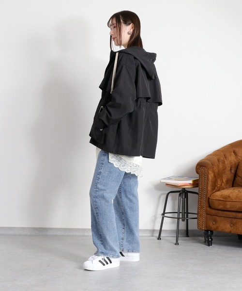 cepo（セポ）の「〈セットアップ対応〉撥水・UV・ウォッシャブル 2wayグログランハーフドロストジャケット（ブルゾン・レディース・ベージュ/ブラック/グレー・M）」の17枚目の写真