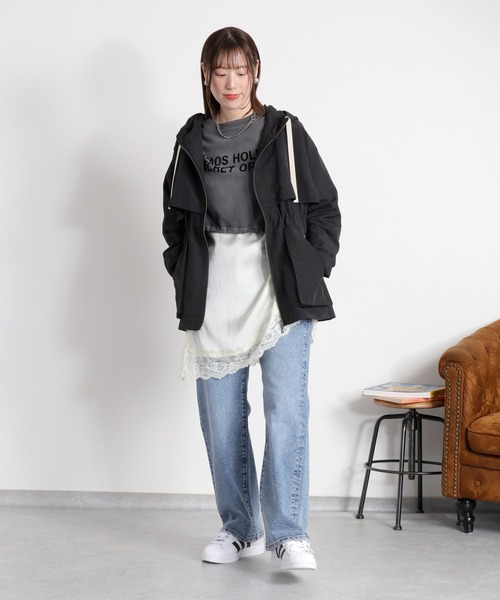 cepo（セポ）の「〈セットアップ対応〉撥水・UV・ウォッシャブル 2wayグログランハーフドロストジャケット（ブルゾン・レディース・ベージュ/ブラック/グレー・M）」の16枚目の写真