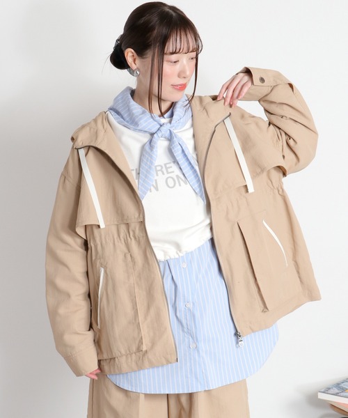 cepo（セポ）の「〈セットアップ対応〉撥水・UV・ウォッシャブル 2wayグログランハーフドロストジャケット（ブルゾン・レディース・ベージュ/ブラック/グレー・M）」の7枚目の写真