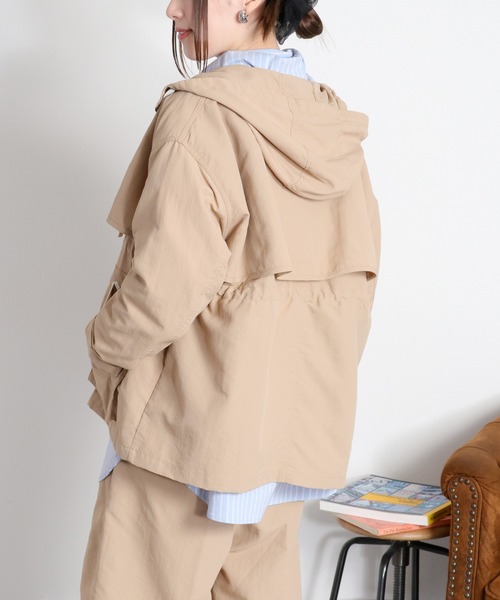 cepo（セポ）の「〈セットアップ対応〉撥水・UV・ウォッシャブル 2wayグログランハーフドロストジャケット（ブルゾン・レディース・ベージュ/ブラック/グレー・M）」の13枚目の写真