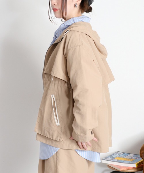 cepo（セポ）の「〈セットアップ対応〉撥水・UV・ウォッシャブル 2wayグログランハーフドロストジャケット（ブルゾン・レディース・ベージュ/ブラック/グレー・M）」の14枚目の写真