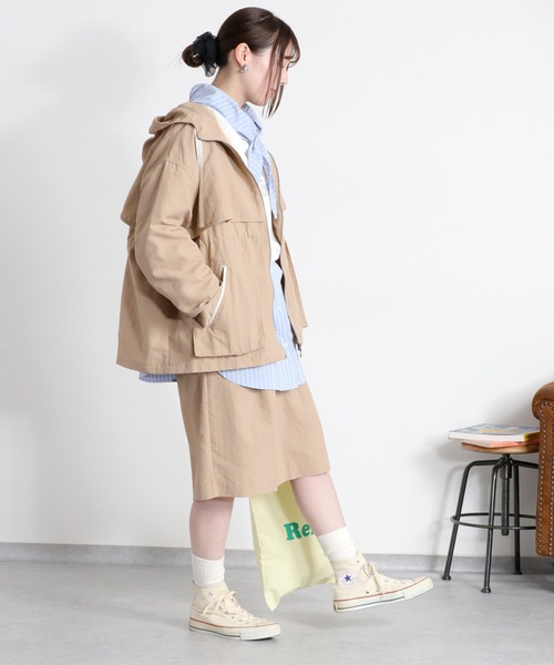 cepo（セポ）の「〈セットアップ対応〉撥水・UV・ウォッシャブル 2wayグログランハーフドロストジャケット（ブルゾン・レディース・ベージュ/ブラック/グレー・M）」の6枚目の写真