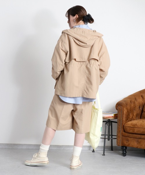 cepo（セポ）の「〈セットアップ対応〉撥水・UV・ウォッシャブル 2wayグログランハーフドロストジャケット（ブルゾン・レディース・ベージュ/ブラック/グレー・M）」の5枚目の写真