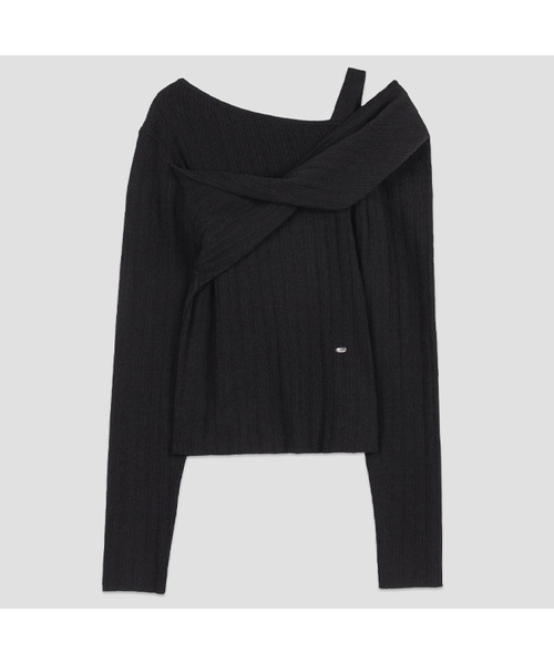 ATELIER NAIN(アトリエナイン)の「COLARE TWIST KNIT PULLOVER(T-7109)(ニット/セーター・レディース・ブラック/アイボリー・FREE)」の2枚目の写真