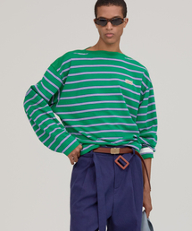 NOHANT | MULTI STRIPE BOAT NECK T-SHIRT GREEN(Tシャツ/カットソー)