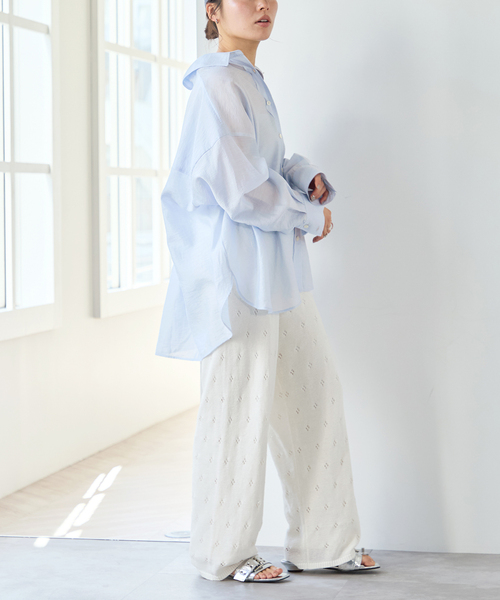 U by SPICK&SPAN（ユーバイスピックアンドスパン）の「柄編みニットロングパンツ（その他パンツ・レディース・ブラウン/アイボリー・FREE）」の21枚目の写真