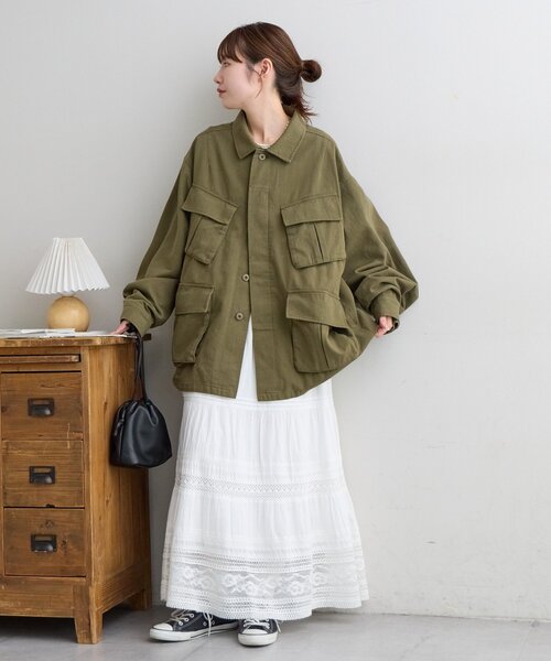 DISCOAT（ディスコート）の「【Enlude】ミリタリージャケット《ユニセックス》（ミリタリージャケット・レディース・グレイッシュベージュ/カーキ・FREE）」の19枚目の写真