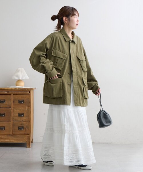DISCOAT（ディスコート）の「【Enlude】ミリタリージャケット《ユニセックス》（ミリタリージャケット・レディース・グレイッシュベージュ/カーキ・FREE）」の18枚目の写真