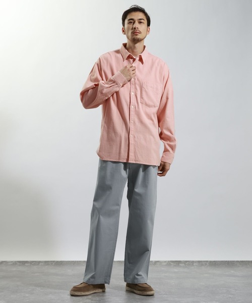 BAYFLOW（ベイフロー）の「［サングラスホルダー＆眼鏡拭き付］コットンリネンシャツ【ストレッチ】（シャツ/ブラウス・メンズ・ピンク/ホワイト/カーキ・LARGE/MEDIUM）」の16枚目の写真