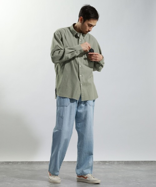 BAYFLOW（ベイフロー）の「［サングラスホルダー＆眼鏡拭き付］コットンリネンシャツ【ストレッチ】（シャツ/ブラウス・メンズ・ピンク/ホワイト/カーキ・LARGE/MEDIUM）」の7枚目の写真