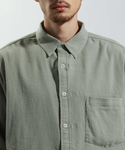 BAYFLOW（ベイフロー）の「［サングラスホルダー＆眼鏡拭き付］コットンリネンシャツ【ストレッチ】（シャツ/ブラウス・メンズ・ピンク/ホワイト/カーキ・LARGE/MEDIUM）」の12枚目の写真