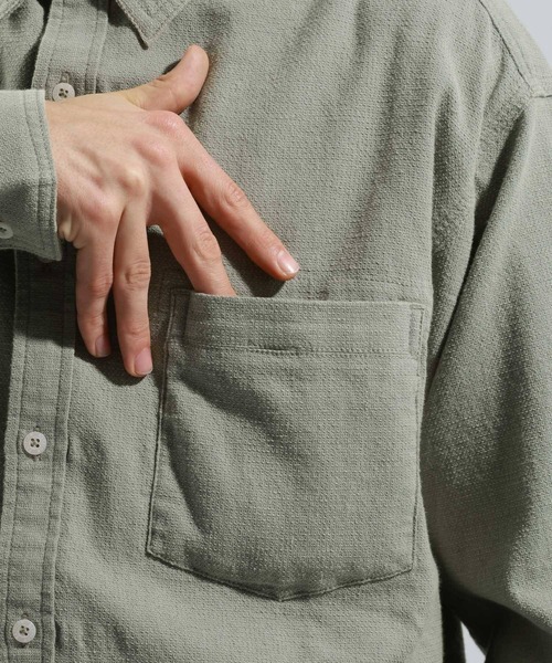BAYFLOW（ベイフロー）の「［サングラスホルダー＆眼鏡拭き付］コットンリネンシャツ【ストレッチ】（シャツ/ブラウス・メンズ・ピンク/ホワイト/カーキ・LARGE/MEDIUM）」の8枚目の写真