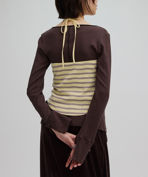 Ameri（アメリ）の「MILLER×Ameri BUISTIER SET TOP（Tシャツ/カットソー・レディース・ブラウン/ピンク/ブルー・FREE）」の5枚目の写真