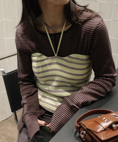 Ameri（アメリ）の「MILLER×Ameri BUISTIER SET TOP（Tシャツ/カットソー・レディース・ブラウン/ピンク/ブルー・FREE）」の14枚目の写真