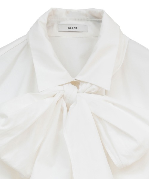 CLANE(クラネ)の「【CLANE/クラネ】RIBBON TIED COMPACT SHIRTS/リボンタイコンパクトシャツ/ブラウス(シャツ/ブラウス・レディース・ホワイト/サックスブルー・1)」の5枚目の写真