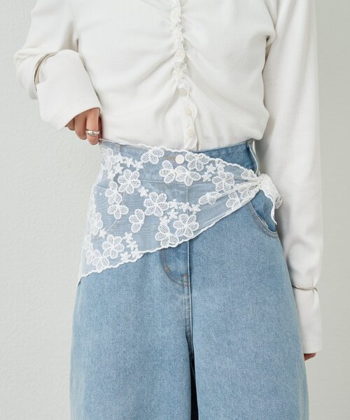 mystic（ミスティック）の「フラワーレーススカーフ（マフラー・レディース・オフホワイト・ONE SIZE）」の4枚目の写真